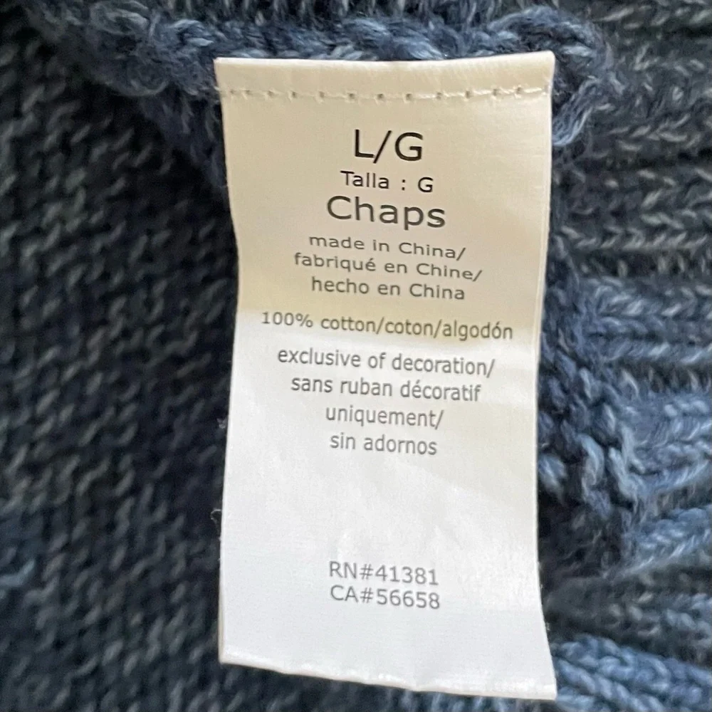 Chaps Button Mock Neck Sweater Mens Large Faux‎ Suede Elbow Patch Blue Pullover